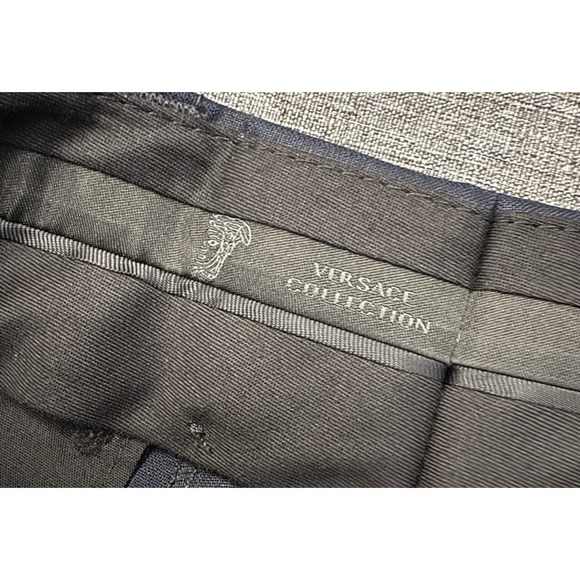 Versace Collection Mens Size 50 (34x28) Navy Wool Straight Dress Pants - Picture 9 of 9